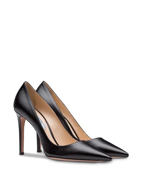 prada saffiano almond toe pump|Ivory Patent Saffiano Leather Pumps .